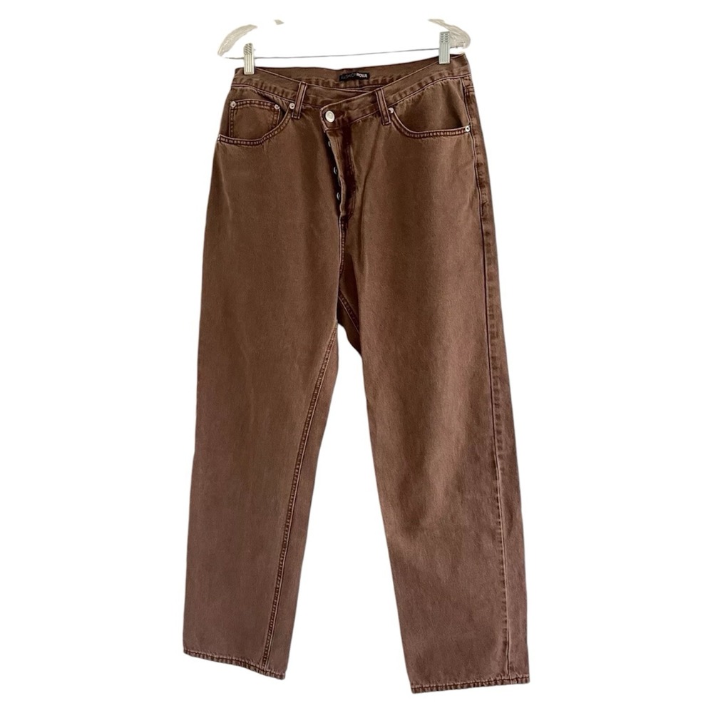 FASHION NOVA Juniors Rusty Straight Leg High Rise Button Fly Jeans-Size 11